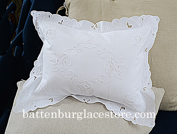 Imperial Embroidered Pillow Sham. Baby Sham 12"x16"